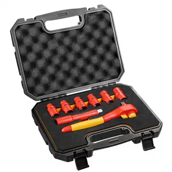 NEO TOOLS 01-307 isolerad hylsnyckelsats 1000V, 8-delar, 1/2 inch drivning, metrisk, VDE-certifierad