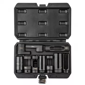 NEO TOOLS lambdasensor- och injektor hylsnyckelsats, 10 delar, 3/8 inch & 1/2 inch drivning, CrV-stål