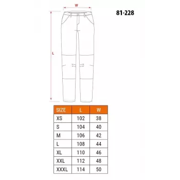 NEO Tools 81-228-XXL skyddsbyxa, grå/svart, XXL, 65 % polyester 35 % bomull, 267 g/m², 10 fickor, förstärkta knän, reflekterande element, EN ISO 13688:2013