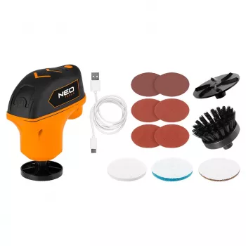 NEO TOOLS 04-604 mini allt-i-ett-polermaskin 4V Li-Ion USB-C roterande verktygssats