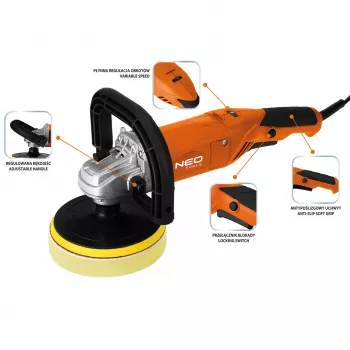 NEO TOOLS 04-701 roterande polermaskin 900W 150mm med variabel hastighet och mjukstart