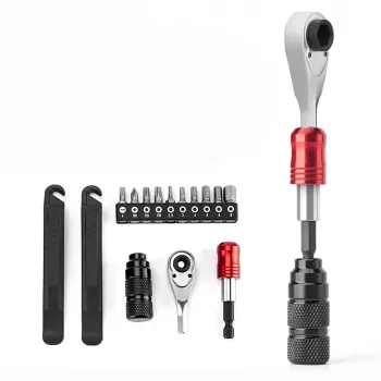 ROCKBROS cykel-nödreparationssats - 16-i-1 multiverktyg, minipump, däckavtagare, lappar, svart