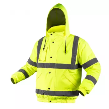 NEO TOOLS hög synbarhet lätt isolerad bomber-arbetsjacka, fluorescerande gul, storlek S
