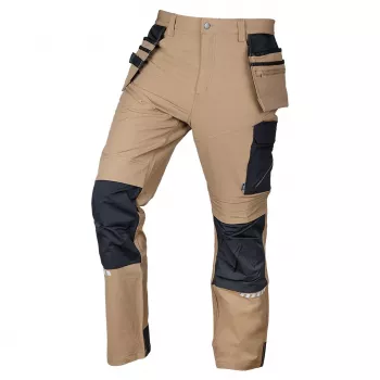 NEO TOOLS Mix&Match arbetsbyxa, 4-vägsstretch, Cordura-förstärkt, knäskyddsfickor, beige-svart, storlek XXXL
