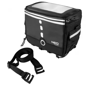 NEO TOOLS 91-009 Bike Bag 1.5L Black Water-Resistant Top Tube Frame Bag with Reflective Logo