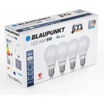 Blaupunkt LED-lampa E27 A60 900 lm 9W 4000K, 4 st (BLAUPUNKT-E27-9W-NW-4)