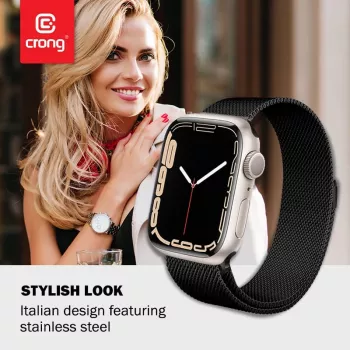 Crong Milano Steel Stainless Steel Band for Apple Watch 44/45/46/49 mm Black