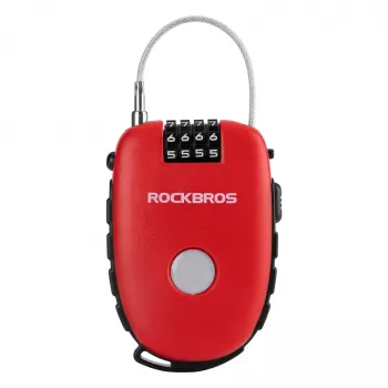 Rockbros Retractable Cable Lock 32420981001 röd - 3-siffrigt kombinationslås, 90 cm flätat stål