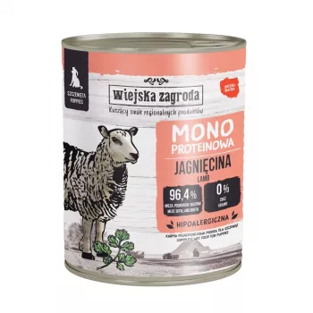 WIEJSKA ZAGRODA Mono Puppy lamm – våtmat för hundar – 800 g