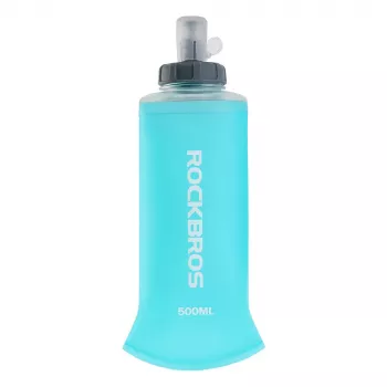 Rockbros Soft Flask 500 ml ljusblå – hopfällbar dryckesflaska för löpning och utomhussport