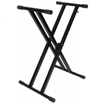 V-TONE DELUXE K1 dubbelt tvärstagat X-keyboardstativ, svart, 45 kg bärkraft