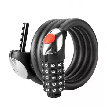 ROCKBROS RKS531 5-siffrigt kodlås cykellås med LED-ljus, 120 cm flätad stålkabel, svart