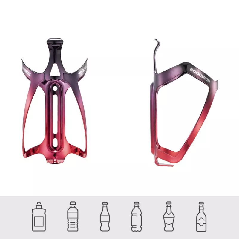 Rockbros RKL02 aluminium cykelvattenflaskhållare - svart/röd