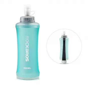 ROCKBROS Soft Flask 500 ml ljusblå – hopfällbar TPU-dryckflaska för löpning