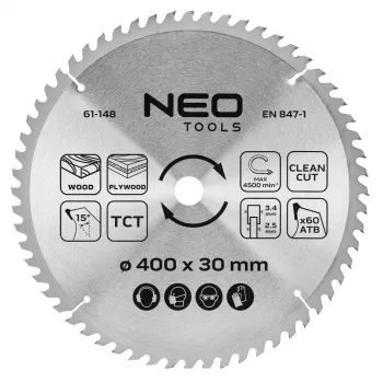 NEO TOOLS cirkelsågblad, hårdmetallbestyckat, 400 x 30 mm, 60 tänder