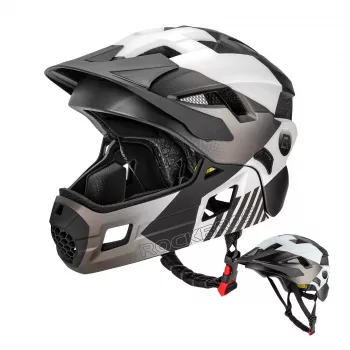 ROCKBROS TS-61 barn konvertibel fullface-cykelhjälm med avtagbart hakskydd, storlek M (54-57 cm), grå