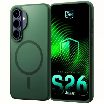 3MK PROTECTION Smoke MagCase för Samsung Galaxy S26 – grönt genomskinligt matt bakskal med MagSafe, stötskydd, anti-gulning