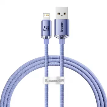 Baseus Crystal Shine Lightning till USB-A kabel 1,2 m lila, 2,4 A snabbladdning
