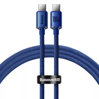 Baseus USB-C till USB-C Crystal Shine kabel 100W 1,2m blå