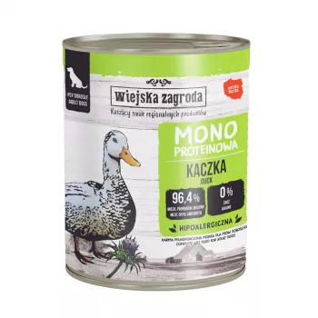 WIEJSKA ZAGRODA Mono Duck våtfoder för hundar – 800 g burk, spannmålsfritt, med en enda proteinkälla