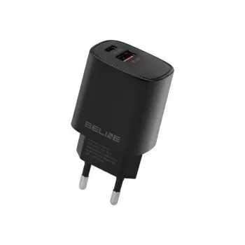 Beline GaN 30W USB-C PD + USB-A QC väggladdare svart (endast nätadapter)