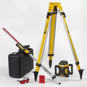 STABILA LAR 160 5-delat rotationslaserset med mottagare, stativ, avvägningsstång och väska