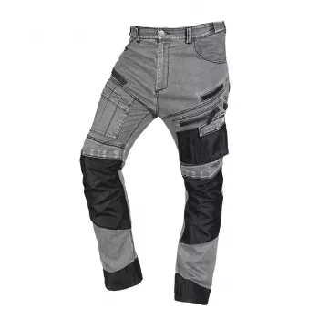 NEO TOOLS 81-360-2-L denim arbetsbyxa med Oxford-förstärkningar, grå, storlek L