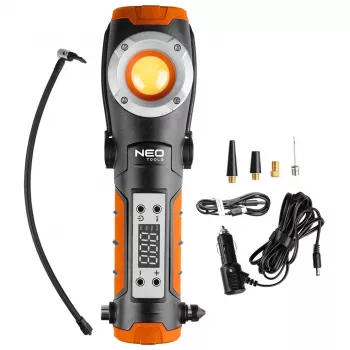 NEO TOOLS 800 lm batteriarbetslampa med inbyggd luftkompressor