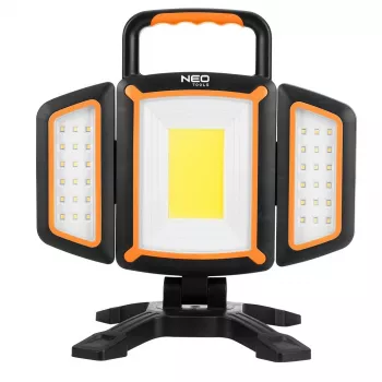 NEO TOOLS 99-125 uppladdningsbar COB LED-arbetslampa 2000lm, 20W, 6500K kallvit, 4400mAh Li-Ion, USB-C, magnetfot, IP44