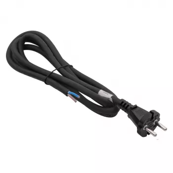 Akyga AK-OT-06S gummikabel H05RR-F 2 x 1,5 mm², CEE-7/17-kontakt till öppen ände, 5 m, svart