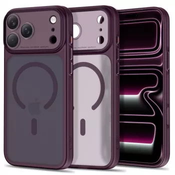 TECH-PROTECT MagPrime MagSafe Clear Case för iPhone 17 Pro / 18 Pro – matt mörkt körsbärsröd