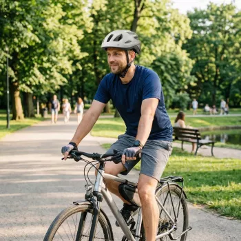Vayox Active cykelhjälm med LED-ljus, vit-svart, storlek M (54-58 cm)