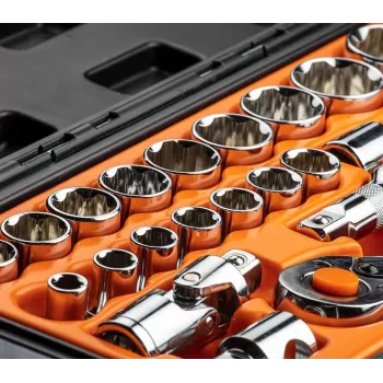NEO TOOLS 1/2 inch hylsnyckelsats, 23 delar, kromvanadinstål, DIN 3124