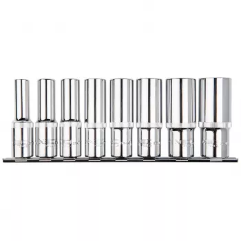 NEO TOOLS 1/2 inch lång tolvkantshylsa, 8-delad sats
