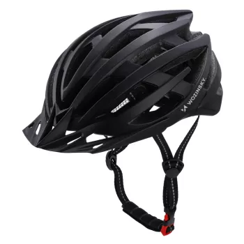 Wozinsky MTB-cykelhjälm med avtagbart visir och USB-bakljus 54-57 cm - svart
