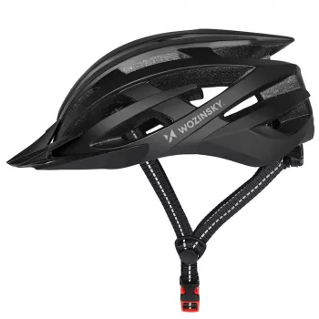 Wozinsky MTB-cykelhjälm med avtagbart visir och USB-bakljus 54-57 cm - svart