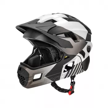 ROCKBROS TS-61 barncykelhjälm med avtagbart hakskydd, storlek S (48-52 cm), grå