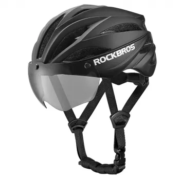 ROBOROCK Rockbros cykelhjälm med avtagbart magnetvisir, UV400-skydd, 22 ventilationsöppningar, justerbart vred, unisex matt svart-brun