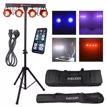LIGHT4ME LED BAR COB PAR 4x30W RGB LED PAR-strålkastare med stativ och skyddshölje