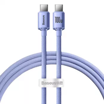 Baseus USB-C till USB-C Crystal Shine 100W PD snabbladdnings- och datakabel, 1,2 m, lila