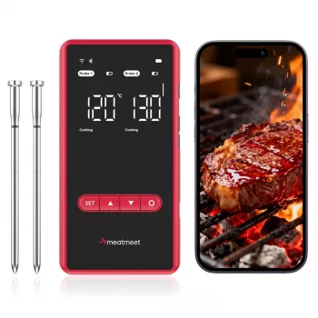 METAPEN Meatmeet X Pro Bluetooth/Wi-Fi kökstermometer med app för grill, ugn, smoker - svart