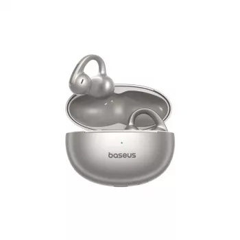 Baseus Bowie MC1 Pro open-ear clip-on hörlurar med Bluetooth 5.3, ENC, IPX4, 40h batteritid - silver