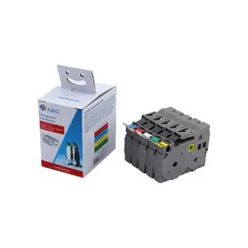 G&G BB-B-G-TZE-MP5 etikettbandsset för Brother P-touch TZe-serie (5-pack, blandade färger)