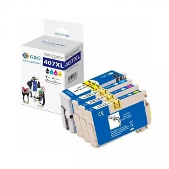 G&G kompatibel 4-pack high-yield bläckpatroner för Epson 407XL (svart, cyan, magenta, gul)