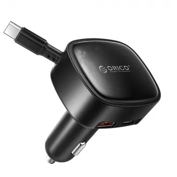 ORICO FC-66-1A2C 66W billaddare med indragbar USB-C-kabel - svart