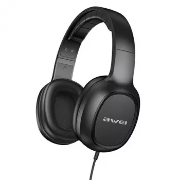 AWEI GM-6 Over-Ear Gaming Headset with Microphone, Wired 3.5mm Jack, 40mm Drivers, Black