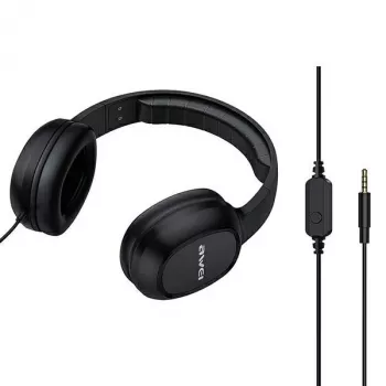 AWEI GM-6 Over-Ear Gaming Headset with Microphone, Wired 3.5mm Jack, 40mm Drivers, Black
