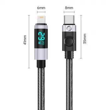 ORICO LDC2L USB-C till Lightning-kabel med LED-effektindikator, PD 29W, 480 Mbps, 1,5 m, svart