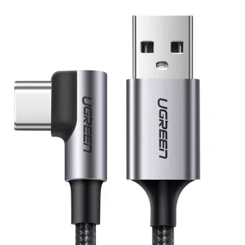 UGREEN US284 USB-A till USB-C vinkelkabel, 3A, 3 m, svart