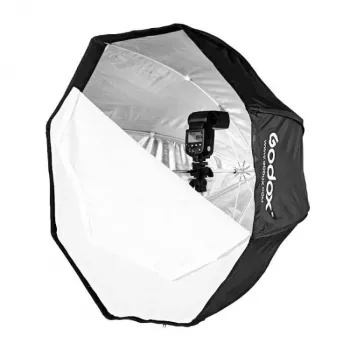 Godox SB-UBW95 95 cm oktagonal paraplysoftbox med Bowens-fattning, silverinsida, diffusorer och bärväska